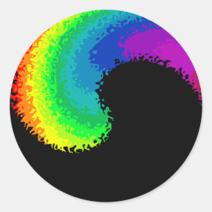 Rainbow wave yin yang classic round sticker