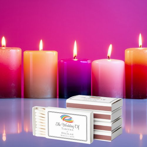 Rainbow Waves Beautiful Custom Wedding Favor Matchboxes