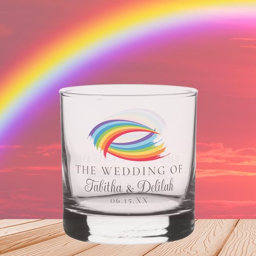 Rainbow Waves Beautiful Custom Wedding Whiskey Glass