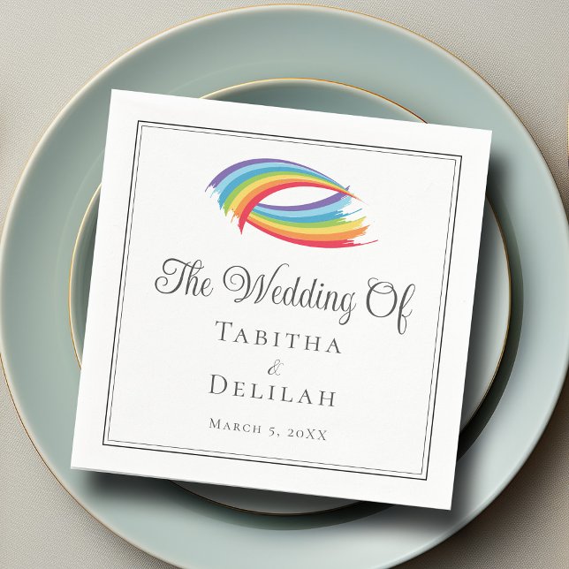 Rainbow Waves Beautiful LGBT Wedding Napkins (Creator Uploaded)