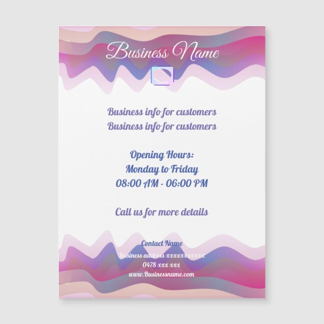 Rainbow Waves Custom Business Magnetic Card (Front)