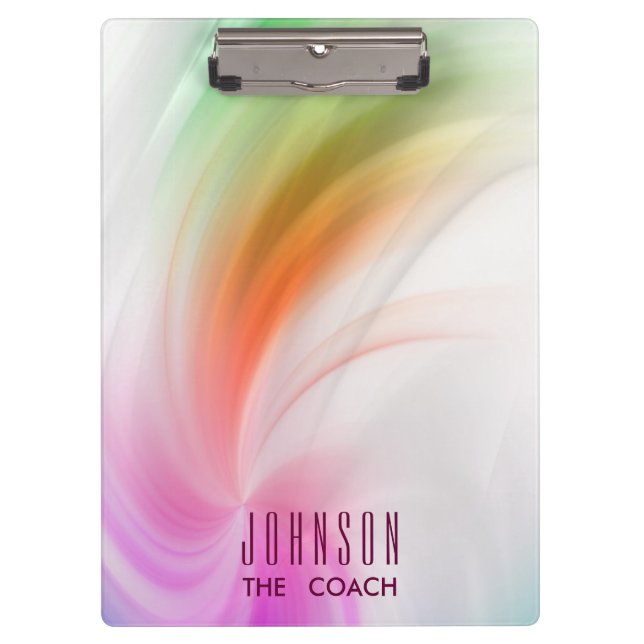Rainbow Waves Painted Starburst Curves Clipboard (Front)