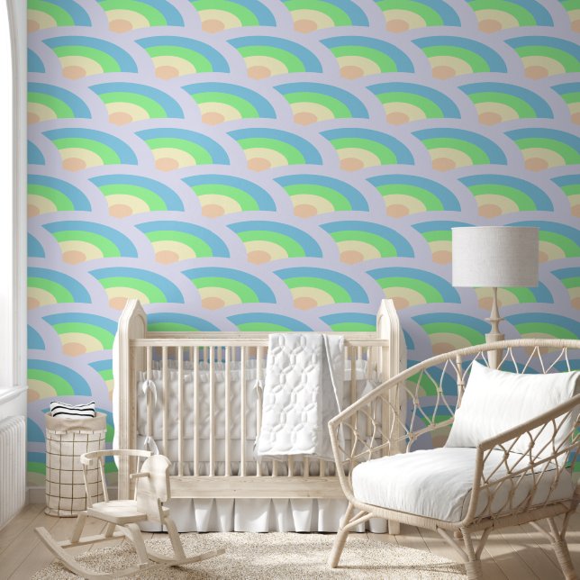 rainbow Waves Pastel Wallpaper (Kids)
