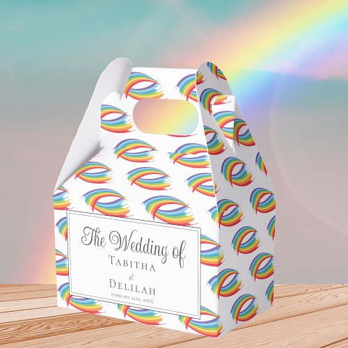 Rainbow Waves Pattern LGBT Wedding Favor Boxes