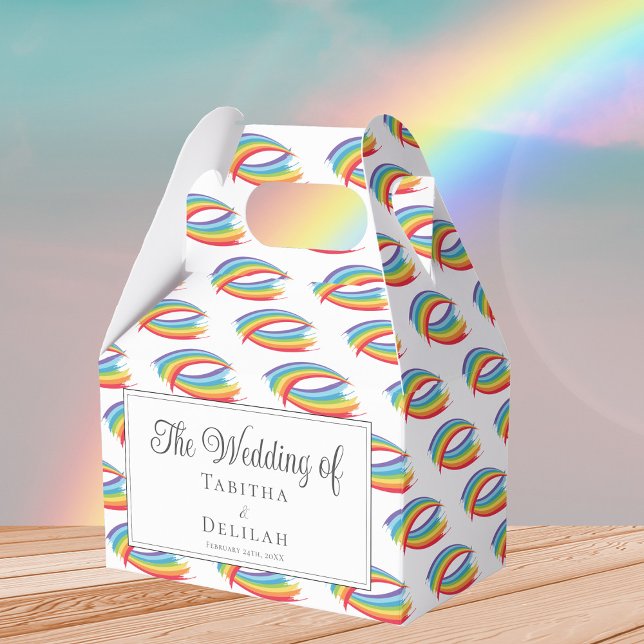 Rainbow Waves Pattern LGBT Wedding Favor Boxes (Creator Uploaded)