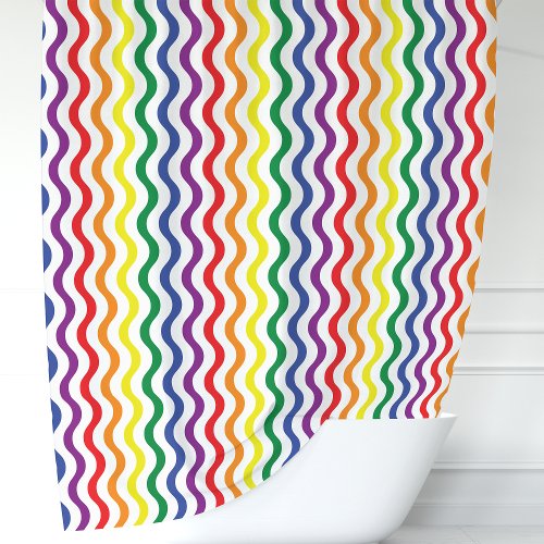 Rainbow Waves Shower Curtain