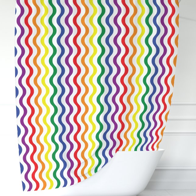 Rainbow Waves Shower Curtain (Creator Uploaded)