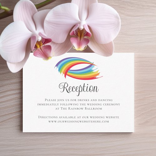 Rainbow Waves Simple LGBT Wedding Reception Enclosure Card