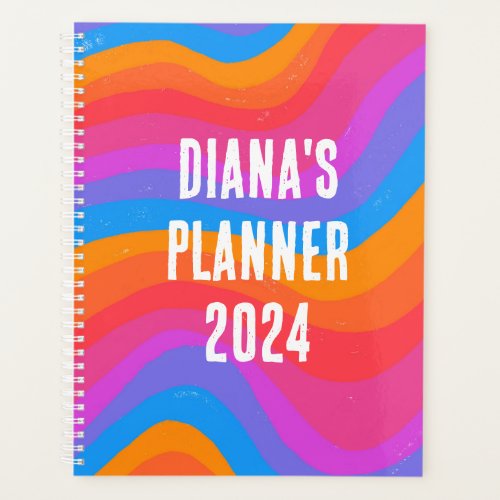 Rainbow Waves Stripes Colorful Bold CUSTOM Planner