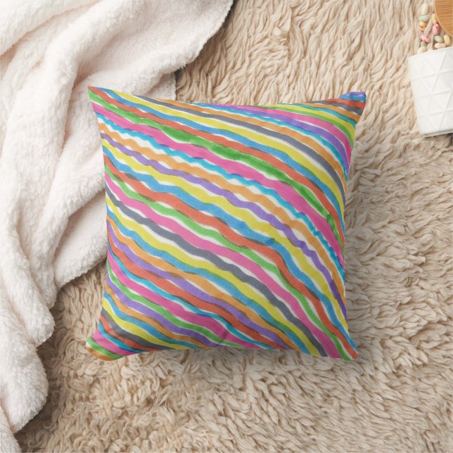 Rainbow Waves Throw Pillow (Blanket)