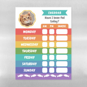 Rainbow Wavy Frame Cat Photo Feeding Reminder Magnetic Dry Erase Sheet