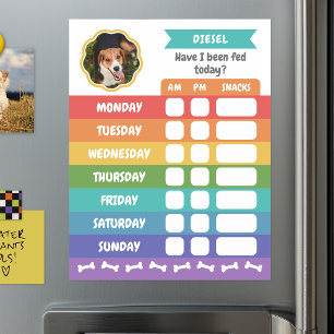Rainbow Wavy Frame Dog Photo Feeding Reminder Magnetic Dry Erase Sheet