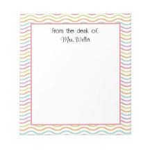 Rainbow Wavy Lined Personalized From the desk of..