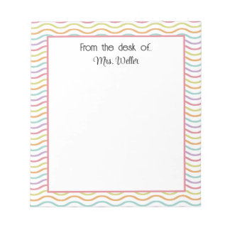 Rainbow Wavy Lined Personalized From the desk of.. Notepad