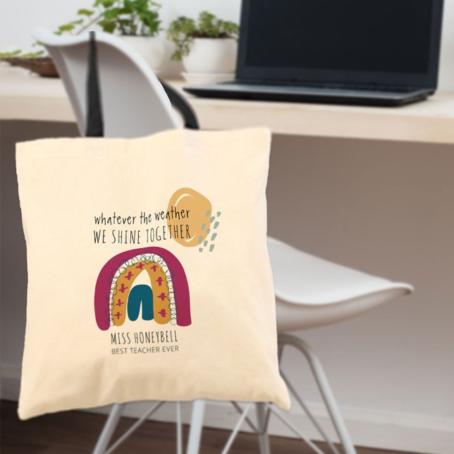 Rainbow We Shine Together Cute Personalized Tote Bag (Creator Uploaded)