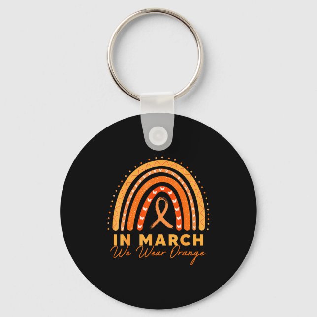 Rainbow We Wear Orange Multiple Sclerosis Awarenes Keychain (Front)