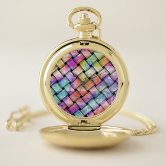 RAINBOW WEAVE Abstract Design Pocket Watch