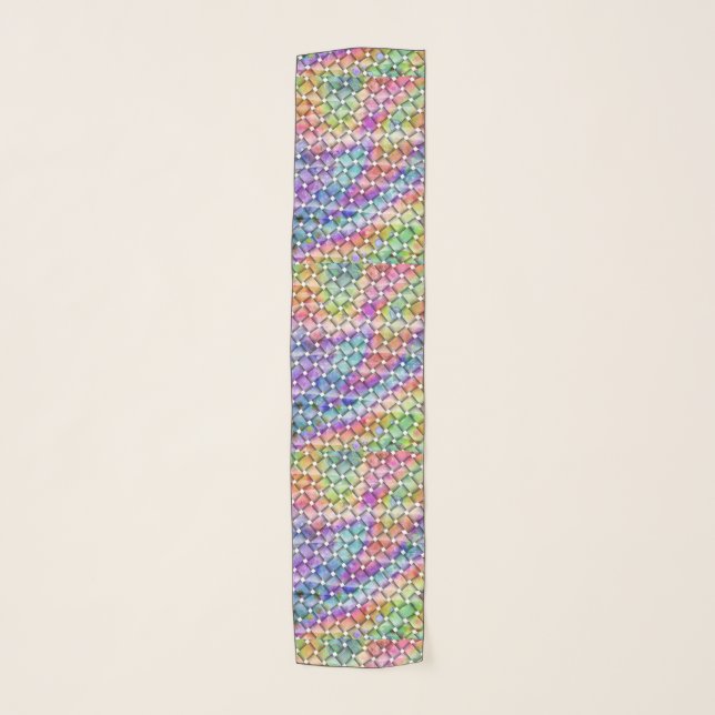 RAINBOW WEAVE Abstract  Design Scarf (Front)