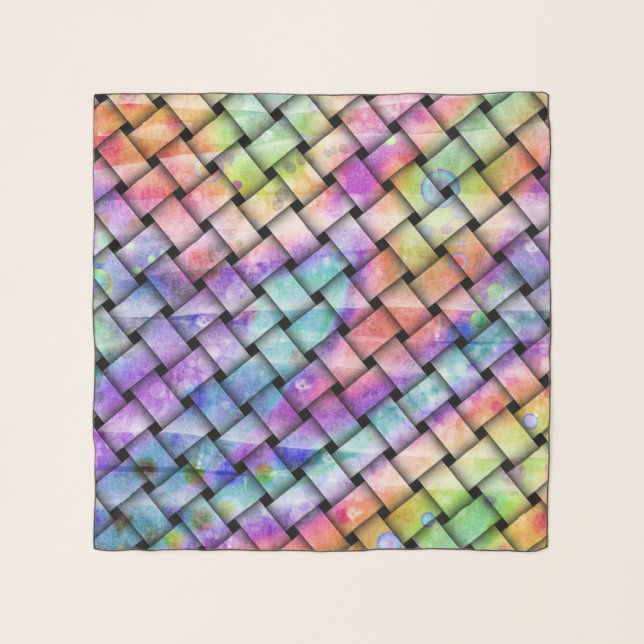 RAINBOW WEAVE Abstract  Design Scarf (Front)