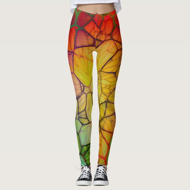 Rainbow Web Abstract Leggings (Front)