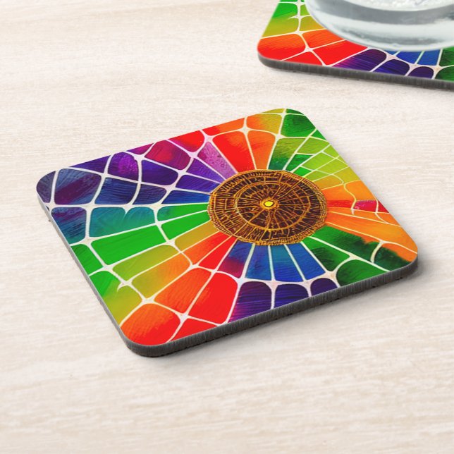Rainbow Web Beverage Coaster (Left Side)