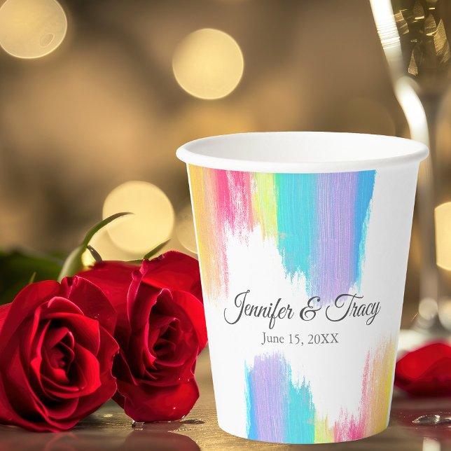 Rainbow Wedding Beautiful Personalized Paper Cups (Creator Uploaded)