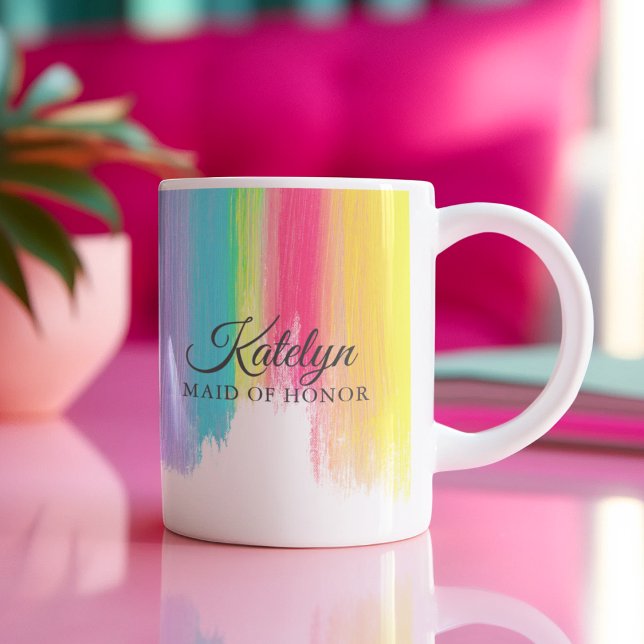 Rainbow Wedding Bridal Party Maid of Honor Custom Coffee Mug (Creator Uploaded)