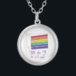Rainbow Wedding Cake Slice Gay Pride Month LGBTQ Silver Plated Necklace<br><div class="desc">Necklace features an original marker illustration of a slice of rainbow layer wedding cake with vanilla frosting. Simply personalize with the couple's initials and wedding date for a unique gift or wedding favor. This design is also available on other products. Don't see what you're looking for? Contact Rebecca to have...</div>
