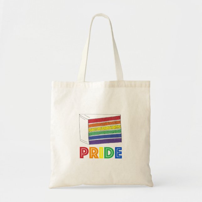 Rainbow Wedding Cake Slice Gay Pride Tote Bag (Front)
