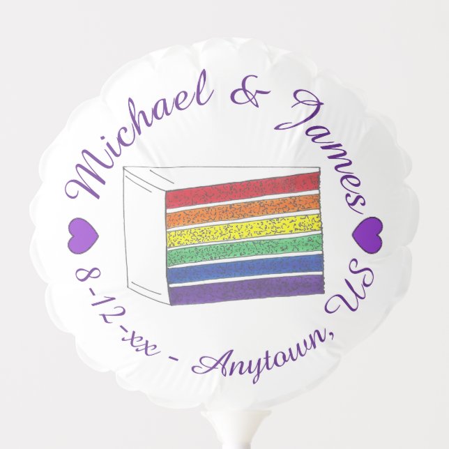 Rainbow Wedding Cake Slice LGBT Gay Pride Balloon (Front)