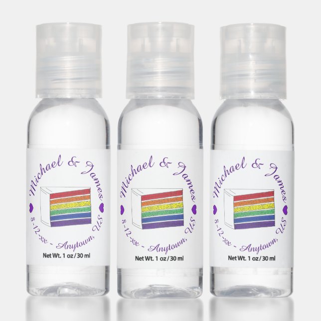 Rainbow Wedding Cake Slice LGBT Gay Pride Love Hand Sanitizer (Set)