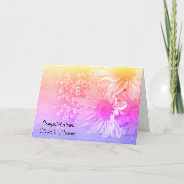 Rainbow Wedding Daisy Bouquet  Card (Front)