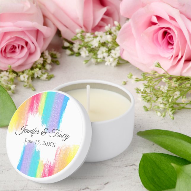 Rainbow Wedding Elegant Personalized Mini Candle Favors (Insitu (Wedding))