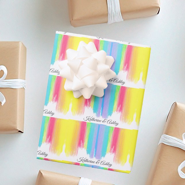 Rainbow Wedding Elegant Personalized Wrapping Paper Sheets (Creator Uploaded)