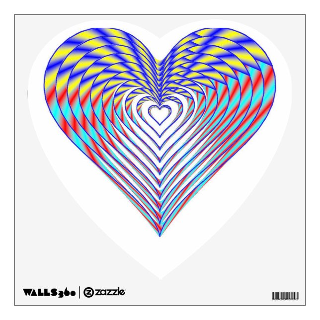 Rainbow Wedding Favor Heart Wall Decal (Front)