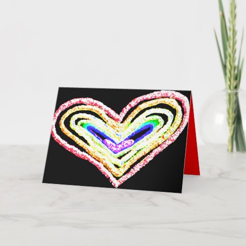 Rainbow wedding heart card