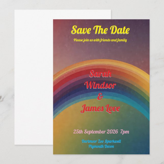 Rainbow Wedding Invitation (Front/Back)
