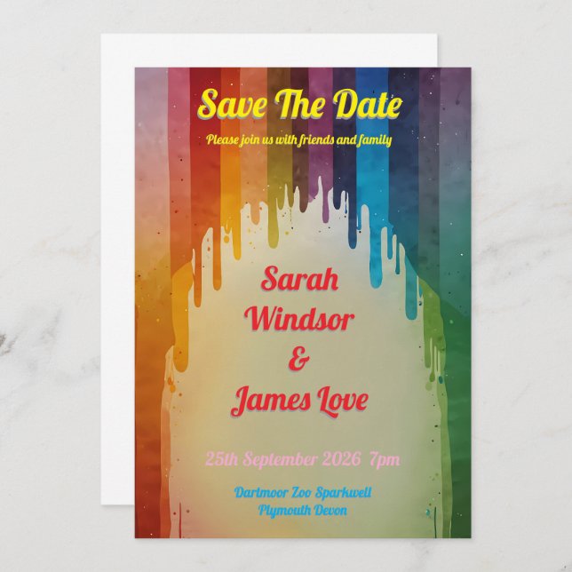 Rainbow Wedding Invitation (Front/Back)