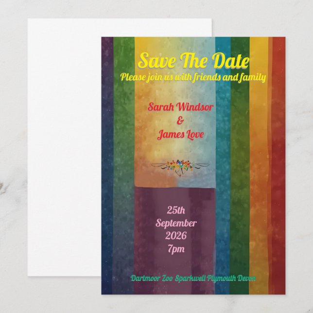 Rainbow Wedding Invitation (Front/Back)