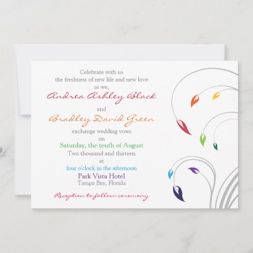 Rainbow Wedding Invitation Floral