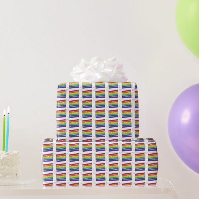 Rainbow Wedding Layer Cake Slice LGBT Pride Wrapping Paper (Party Gifts)