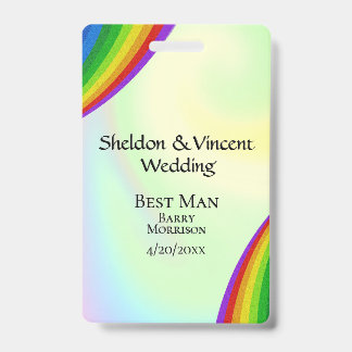 Rainbow Wedding Party ID Double Sided Badge