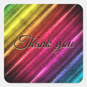 Rainbow Wedding Personalize Thank You Favor Square Sticker