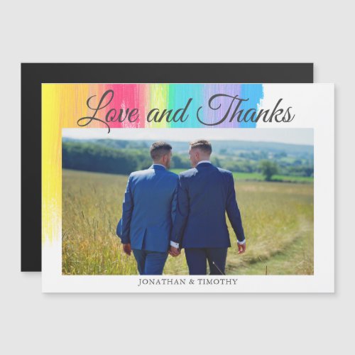 Rainbow Wedding Photo Love Thank You Magnet Card
