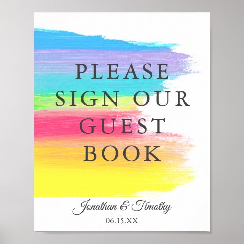 Rainbow Wedding Please Sign Our Guest Book Poster