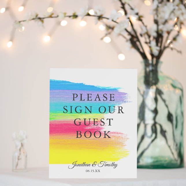 Rainbow Wedding Please Sign Our Guest Book Sign (In Situ (Wedding))