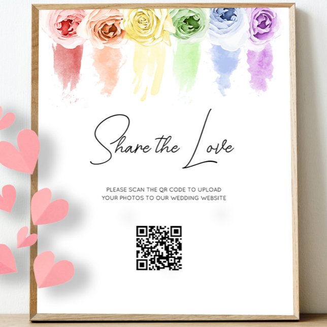 Rainbow Wedding QR Code Sign Plaque (Creator Uploaded)