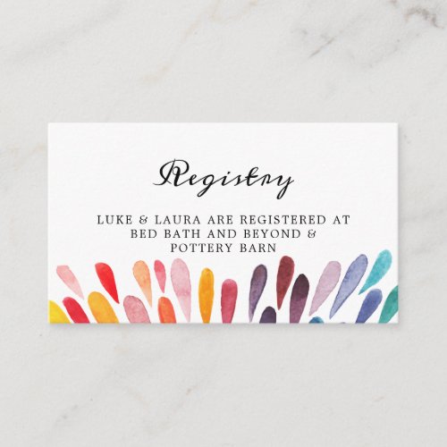 Rainbow Wedding Registry Card