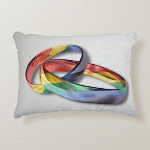 Rainbow Wedding Rings for Marriage Equality Accent Pillow