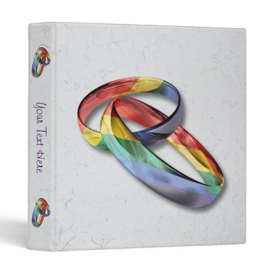 Rainbow Wedding Rings for Marriage Equality Vinyl Binder